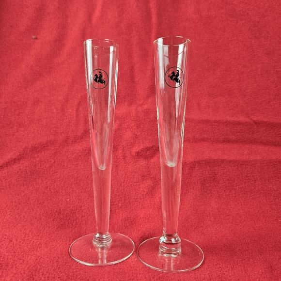 Wyborowa Vodka Fluted Cordial Shot Glasses Black Knight on Horse Poland 1980s - Picture 1 of 7
